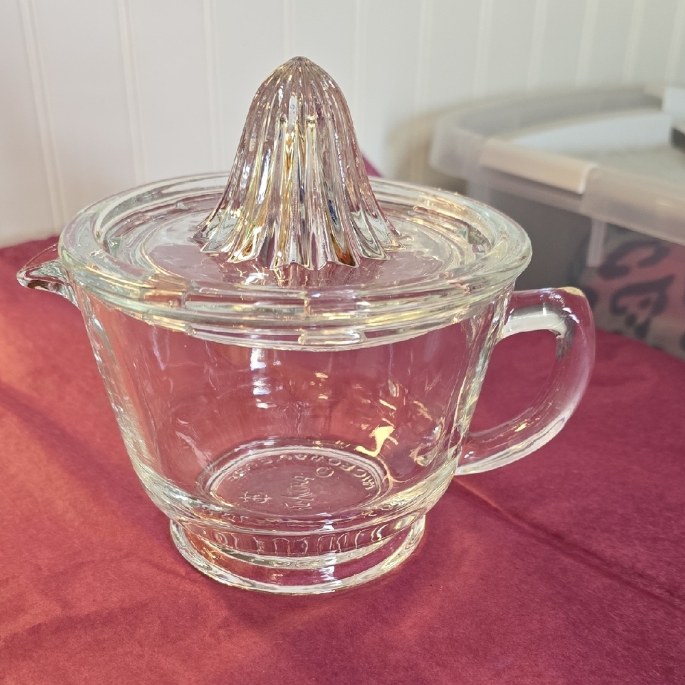 Fire King Clear Glass Citrus Juicer with Handle